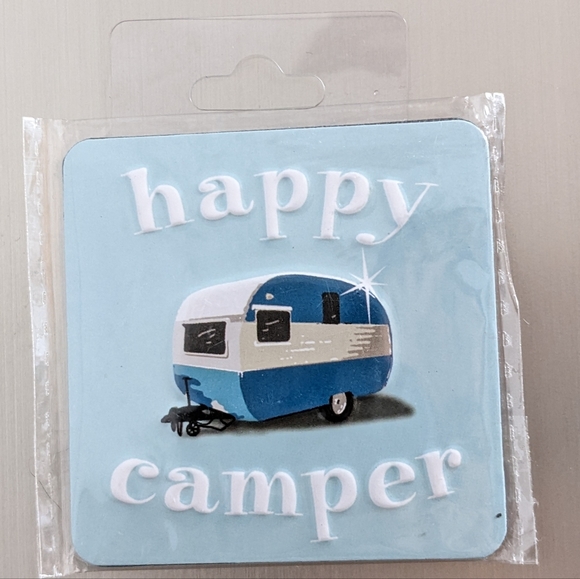 Happy Camper Embossed Metal Magnet, NEW - Picture 3 of 5